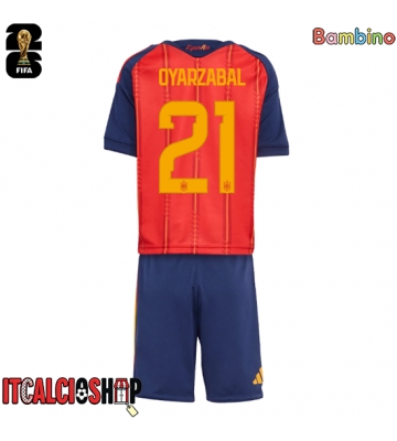 Spagna Mikel Oyarzabal #21 Prima Maglia Bambino Mondiali 2026 Manica Corta (+ Pantaloni corti)